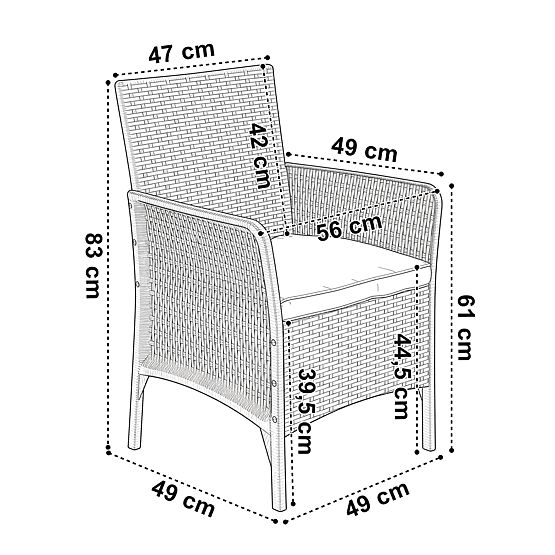 Ensemble de mobilier de jardin CAMELIA noir avec coussins noirs