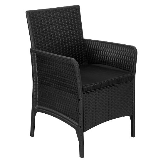 Ensemble de mobilier de jardin CAMELIA noir avec coussins noirs