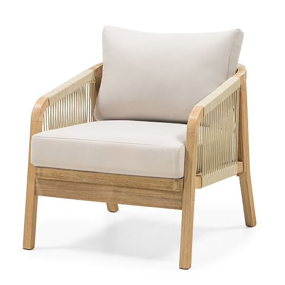Ensemble de mobilier de jardin Castello, tressage, bois d'acacia FSC, aspect teck, beige