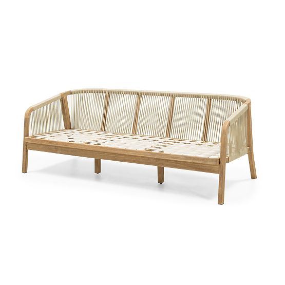 Ensemble de mobilier de jardin Castello, tressage, bois d'acacia FSC, aspect teck, beige