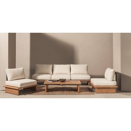 Ensemble de mobilier de jardin Conny en aluminium, beige clair, effet bois