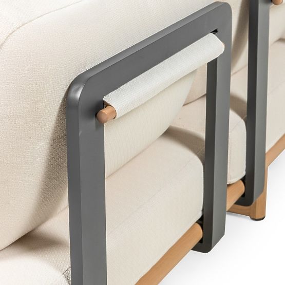 Ensemble de mobilier de jardin Conny en aluminium, beige clair, effet bois