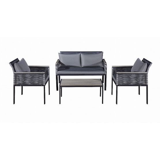 Ensemble de mobilier de jardin en aluminium (2 x fauteuil, canapé + table) CORTO rotin synthétique r
