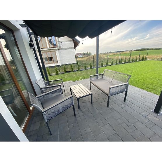 Ensemble de mobilier de jardin en aluminium (2 x fauteuil, canapé + table) CORTO rotin synthétique r