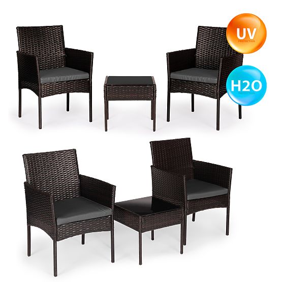 Ensemble de mobilier de jardin en résine tressée 2 chaises table brun foncé MultiGarden