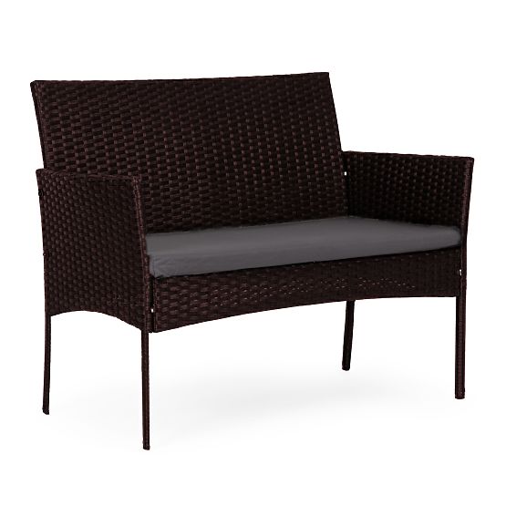 Ensemble de mobilier de jardin en résine tressée banc table chaises marron foncé MultiGarden
