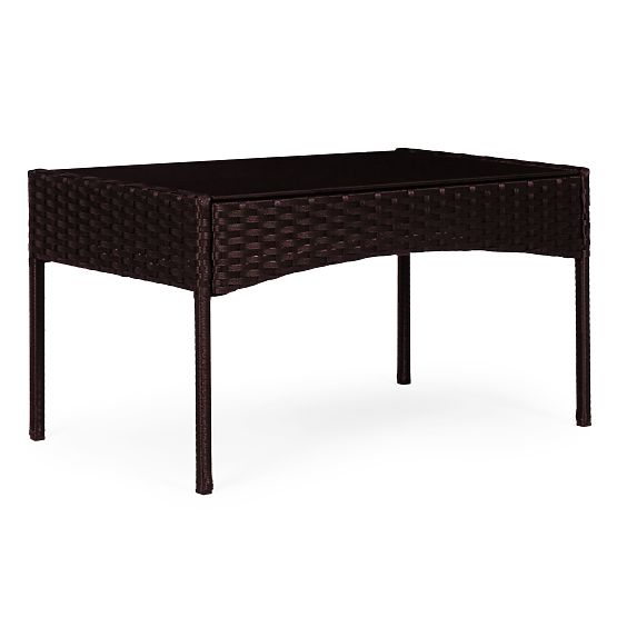 Ensemble de mobilier de jardin en résine tressée banc table chaises marron foncé MultiGarden