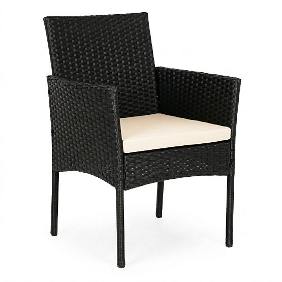 Ensemble de mobilier de jardin en résine tressée banc table chaises noir MultiGarden