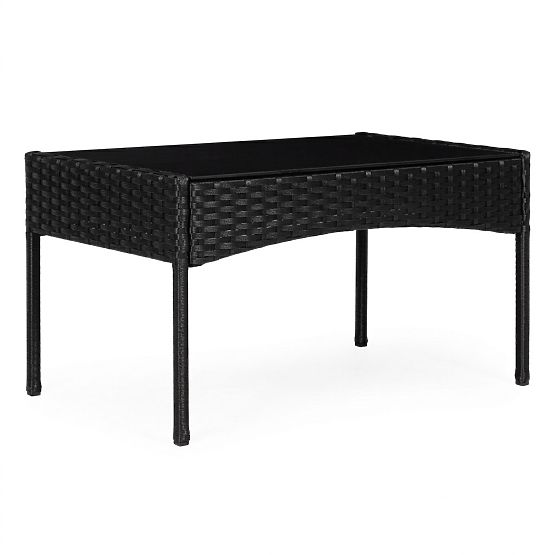 Ensemble de mobilier de jardin en résine tressée banc table chaises noir MultiGarden
