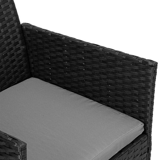 Ensemble de mobilier de jardin en résine tressée MAGNOLIA noir avec coussins gris