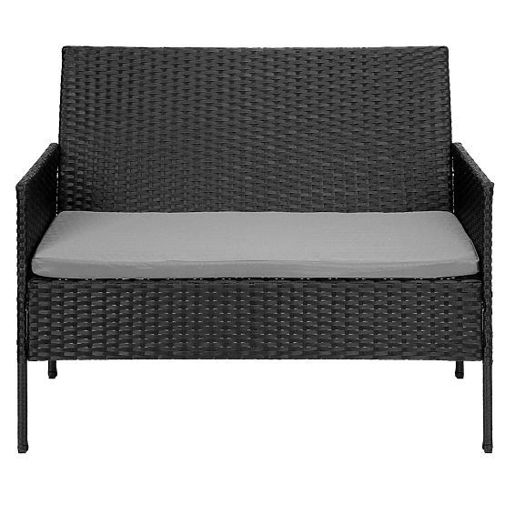 Ensemble de mobilier de jardin en résine tressée MAGNOLIA noir avec coussins gris