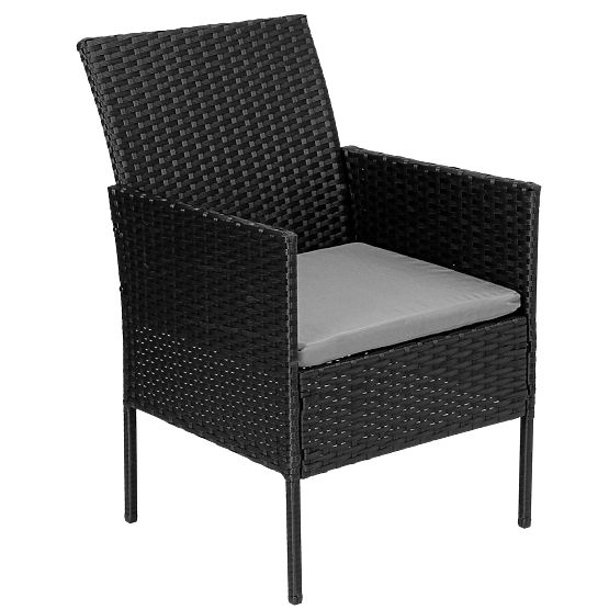 Ensemble de mobilier de jardin en résine tressée MAGNOLIA noir avec coussins gris