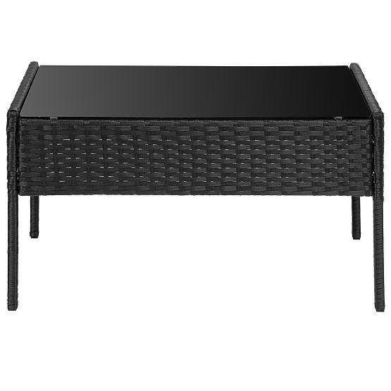 Ensemble de mobilier de jardin en résine tressée MAGNOLIA noir avec coussins gris