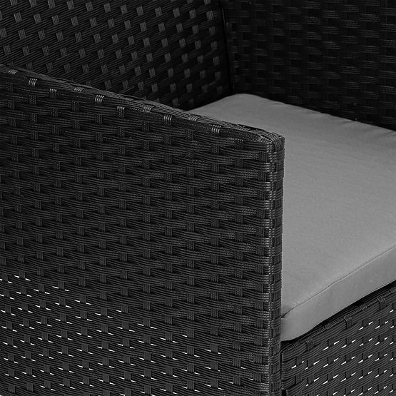 Ensemble de mobilier de jardin en résine tressée MAGNOLIA noir avec coussins gris