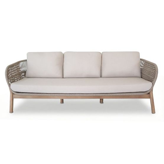 Ensemble de mobilier de jardin Fiorentino 2 aspect teck, tressé, bois d'acacia clair FSC, beige, arr