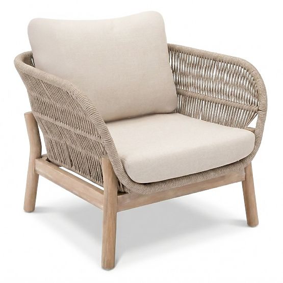 Ensemble de mobilier de jardin Fiorentino 2 aspect teck, tressé, bois d'acacia clair FSC, beige, arr