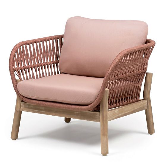 Ensemble de mobilier de jardin Fiorentino aspect teck, tressage, bois d'acacia clair FSC, terre cuit