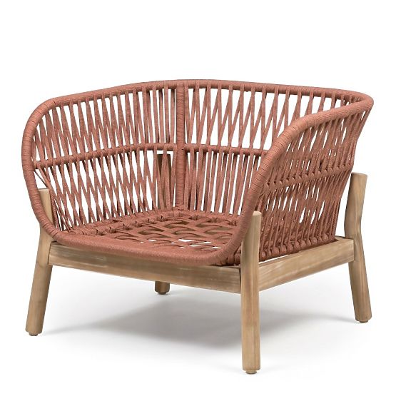 Ensemble de mobilier de jardin Fiorentino aspect teck, tressage, bois d'acacia clair FSC, terre cuit