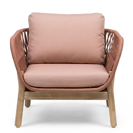 Ensemble de mobilier de jardin Fiorentino aspect teck, tressage, bois d'acacia clair FSC, terre cuit