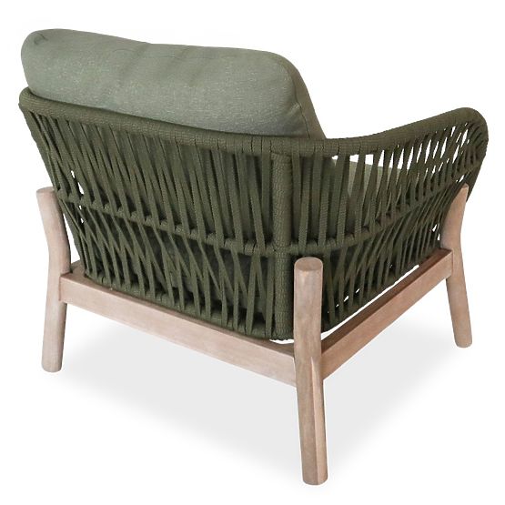 Ensemble de mobilier de jardin Fiorentino aspect teck, tressé, bois d'acacia clair FSC, vert, arrond