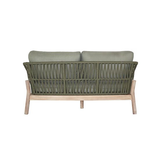 Ensemble de mobilier de jardin Fiorentino aspect teck, tressé, bois d'acacia clair FSC, vert, arrond