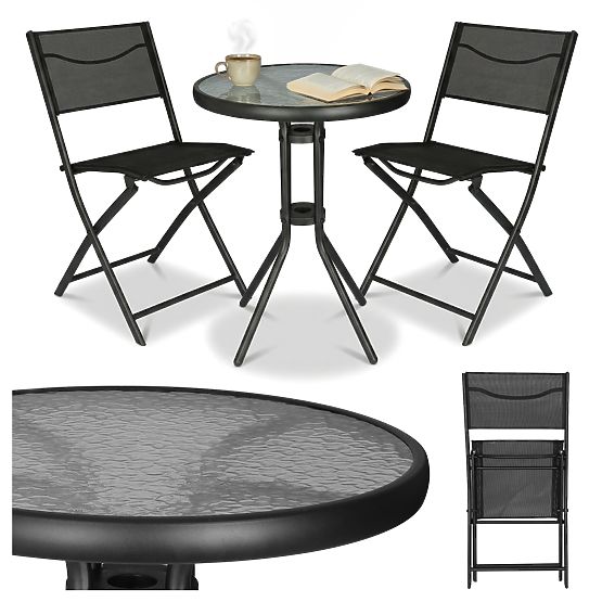 Ensemble de mobilier de jardin FLORA table + 2 chaises
