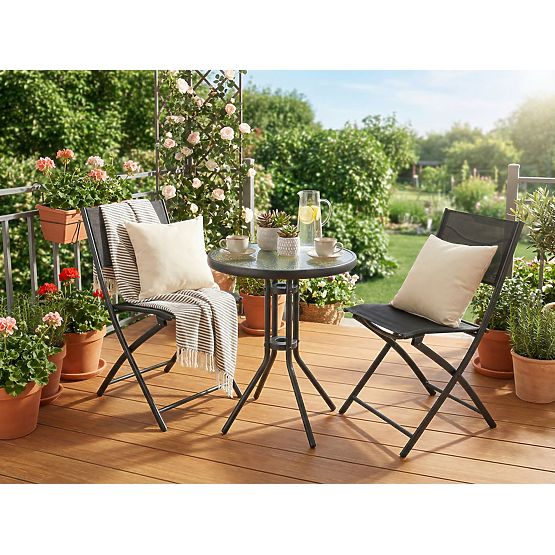 Ensemble de mobilier de jardin FLORA table + 2 chaises