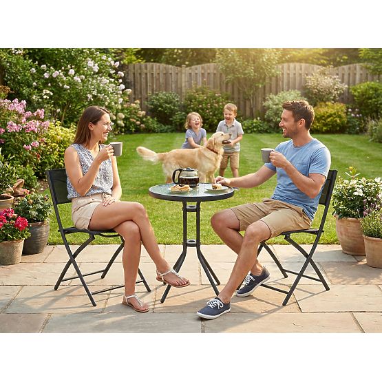 Ensemble de mobilier de jardin FLORA table + 2 chaises
