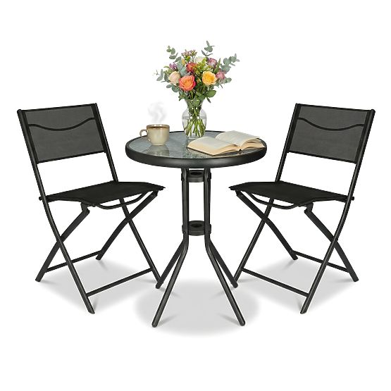 Ensemble de mobilier de jardin FLORA table + 2 chaises