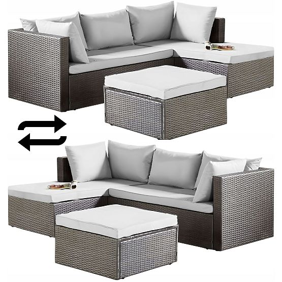 Ensemble de mobilier de jardin FLORENCJA canapé gris ottoman