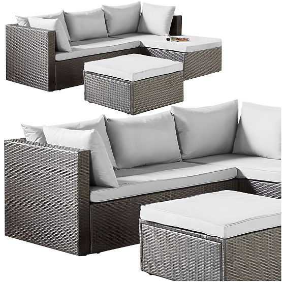 Ensemble de mobilier de jardin FLORENCJA canapé gris ottoman