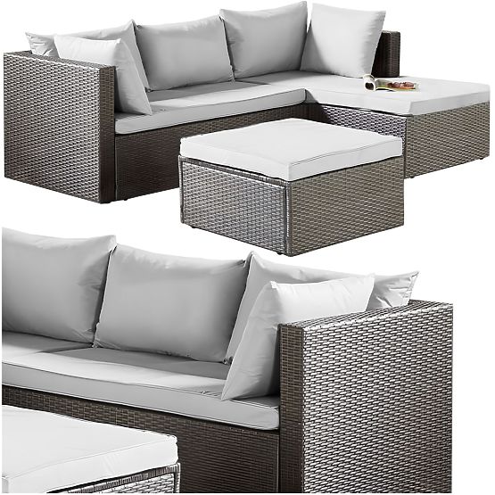 Ensemble de mobilier de jardin FLORENCJA canapé gris ottoman