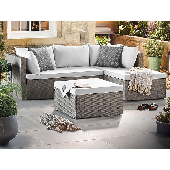 Ensemble de mobilier de jardin FLORENCJA canapé gris ottoman