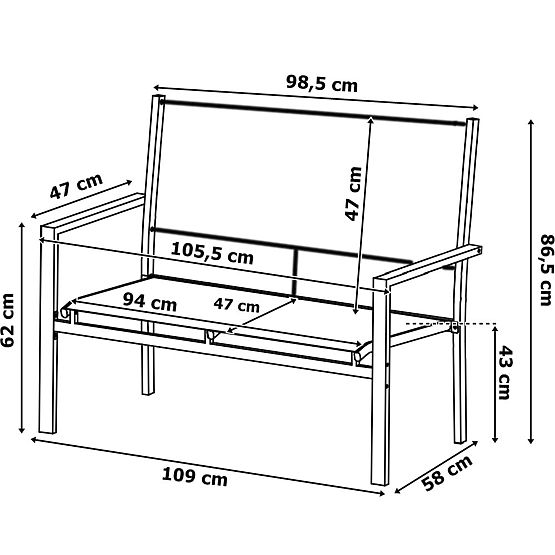 Ensemble de mobilier de jardin GRACIOSA NOIR