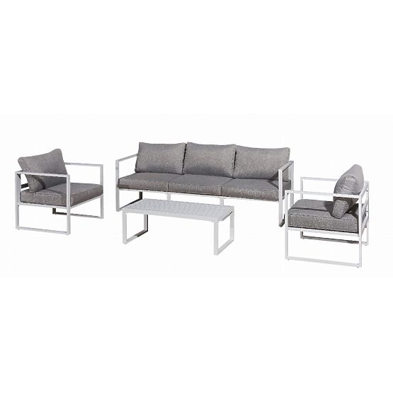 Ensemble de mobilier de jardin (grand canapé 3 places, 2 x fauteuils + table) MOSTRARE aluminium bla