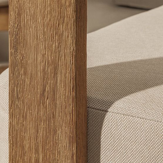 Ensemble de mobilier de jardin Japandi en bois d'acacia FSC, aspect teck, beige clair, arrondi