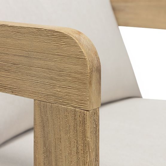 Ensemble de mobilier de jardin Japandi en bois d'acacia FSC, aspect teck, beige clair, arrondi