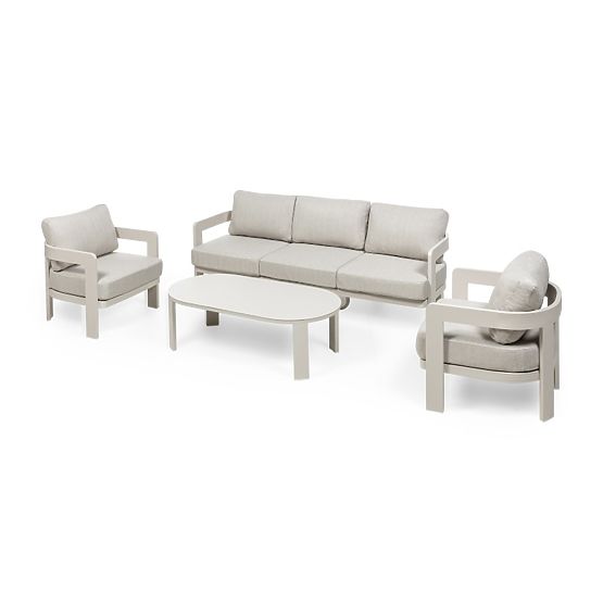 Ensemble de mobilier de jardin Japori, aluminium, beige clair, arrondi