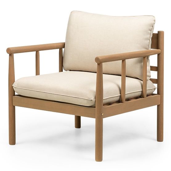 Ensemble de mobilier de jardin Mortlake en bois d'eucalyptus FSC, aspect teck, beige clair