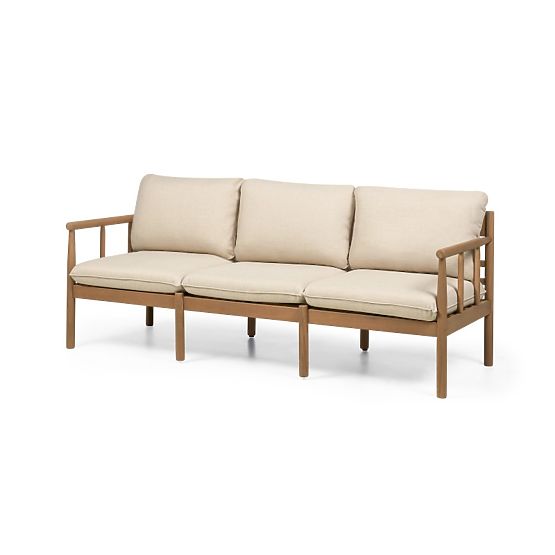 Ensemble de mobilier de jardin Mortlake en bois d'eucalyptus FSC, aspect teck, beige clair
