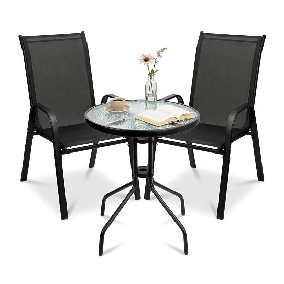 Ensemble de mobilier de jardin PALMA table + 2 chaises