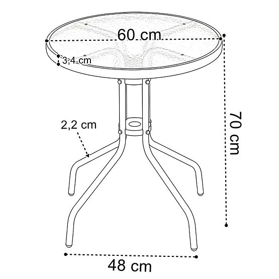Ensemble de mobilier de jardin PALMA table + 2 chaises