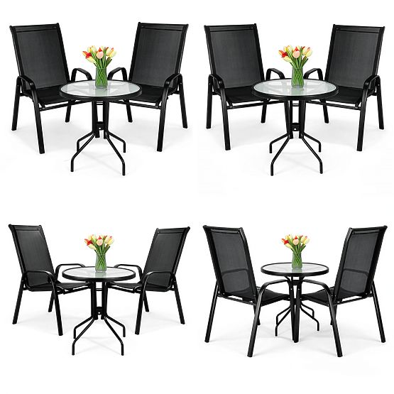 Ensemble de mobilier de jardin PALMA table + 2 chaises