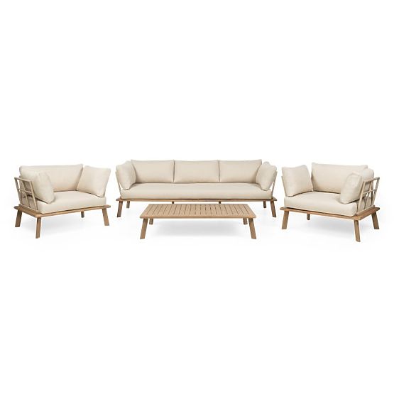 Ensemble de mobilier de jardin Penne bois d'eucalyptus FSC, aluminium, beige