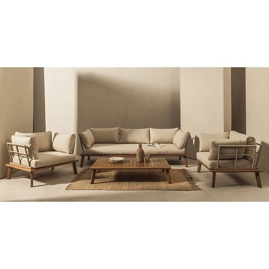 Ensemble de mobilier de jardin Penne bois d'eucalyptus FSC, aluminium, beige