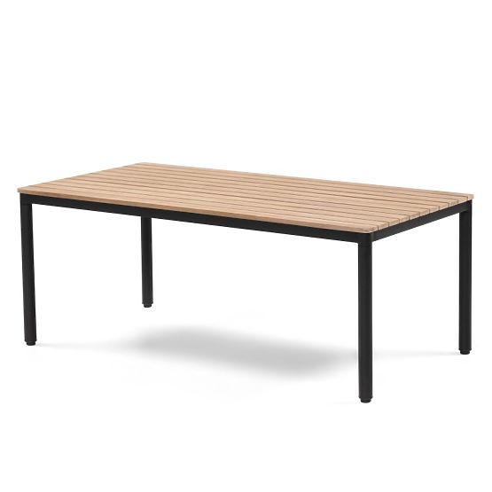 Ensemble de mobilier de jardin Porticello, aluminium, bois d'acacia FSC, aspect teck, beige/noir