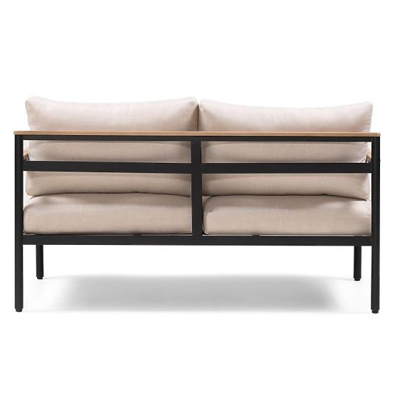 Ensemble de mobilier de jardin Porticello, aluminium, bois d'acacia FSC, aspect teck, beige/noir