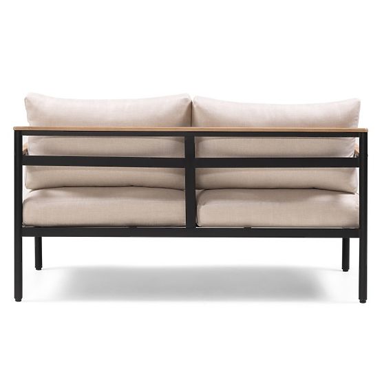 Ensemble de mobilier de jardin Porticello, aluminium, bois d'acacia FSC, aspect teck, beige/noir