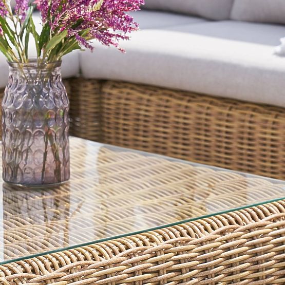 Ensemble de mobilier de jardin Sandy, résine tressée, beige