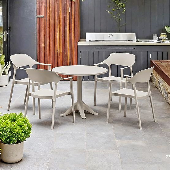 Ensemble de mobilier de jardin (table ronde + 4 chaises) VITA beige
